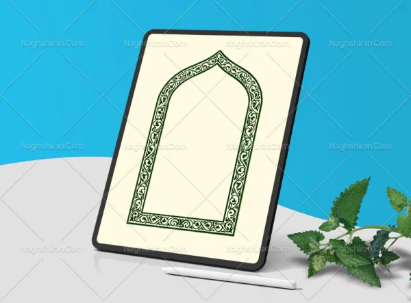 وکتور محراب نقوش سبز رنگ سنتی