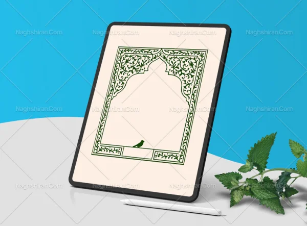 وکتور طرح حاشیه نقوش سنتی و پرنده