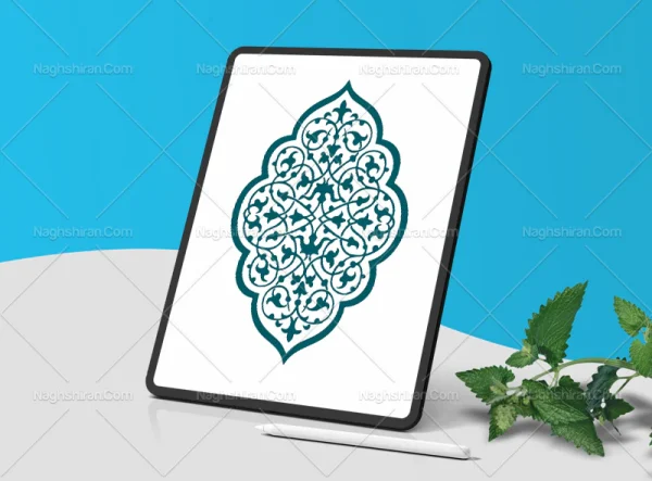 وکتور ترنج اسلیمی سبز آبی