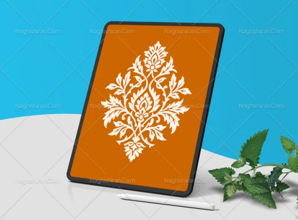 وکتور نشان گل و برگ های سنتی رنگی