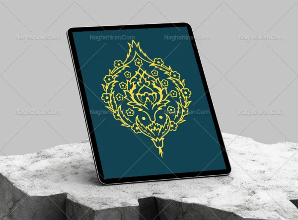 وکتور گل شاه عباسی و پنج پر تذهیب