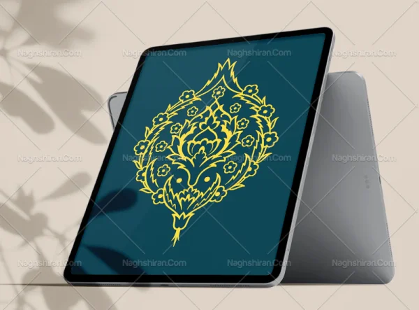 وکتور گل شاه عباسی و پنج پر تذهیب