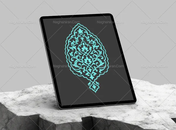 وکتور نقوش آبی رنگ تذهیب