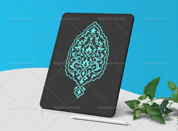 وکتور نقوش آبی رنگ تذهیب