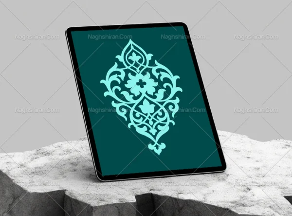 وکتور نقوش سنتی آبی نشان