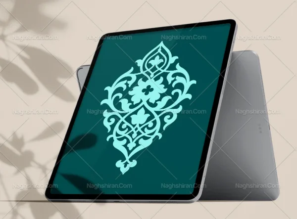 وکتور نقوش سنتی آبی نشان