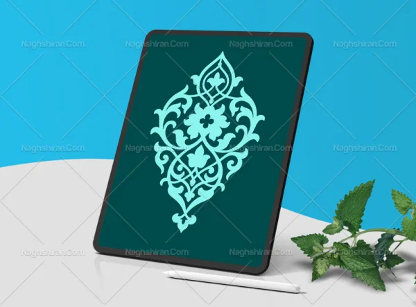 وکتور نقوش سنتی آبی نشان