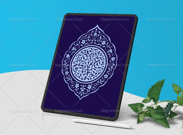 وکتور طرح ترنج نقوش آبی سنتی