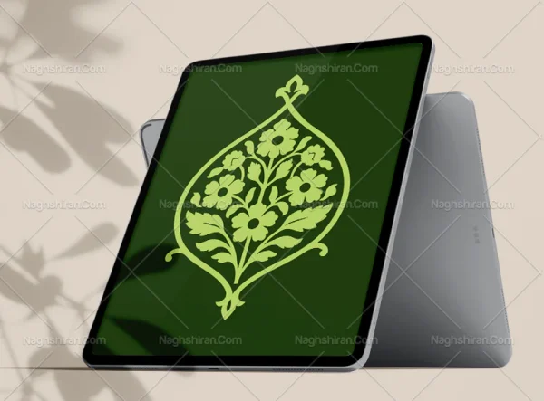 وکتور نشان گل و برگ سبز
