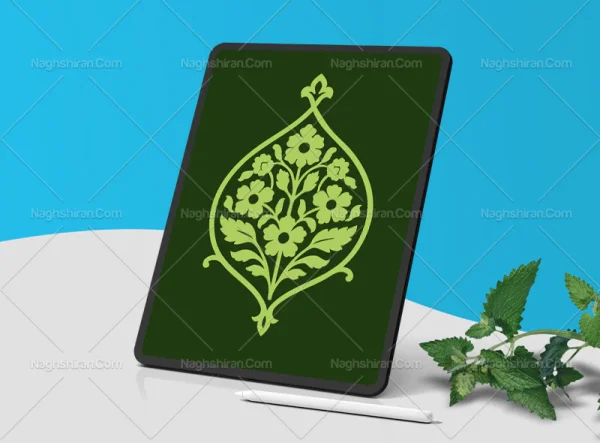 وکتور نشان گل و برگ سبز