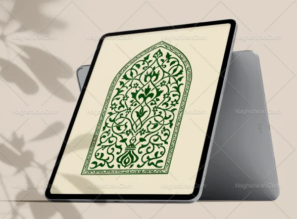 وکتور طرح محراب المان و نقوش سبز