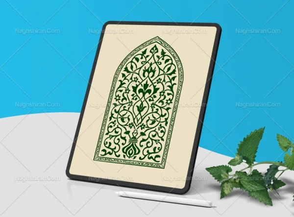 وکتور طرح محراب المان و نقوش سبز