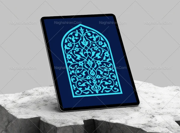 وکتور طرح محراب المان و نقوش آبی