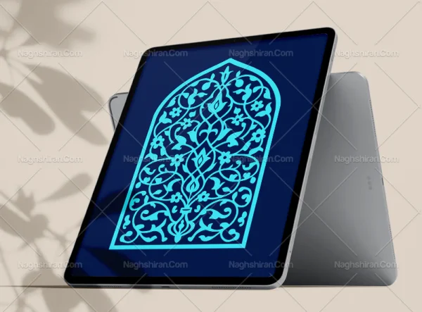وکتور طرح محراب المان و نقوش آبی