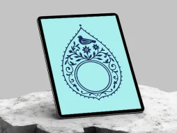 وکتور حاشیه خلاقانه گل و پرنده آبی