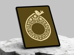وکتور حاشیه گل و پرنده آبی