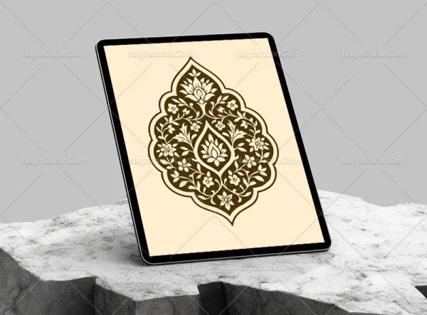 نقوش ختایی طرح نشان رنگی