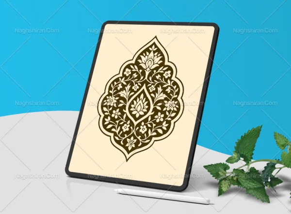 نقوش ختایی طرح نشان رنگی