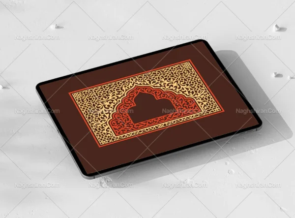 محراب طرح حاشیه سنتی قرمز کرم