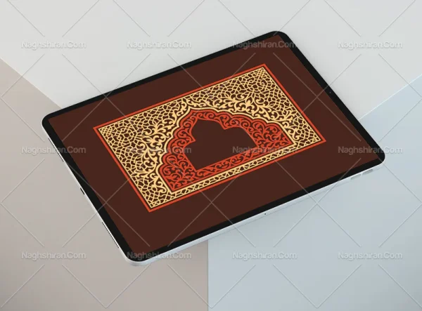 محراب طرح حاشیه سنتی قرمز کرم