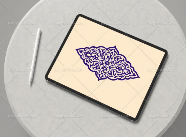 نقوش تذهیب طرح ترنج آبی