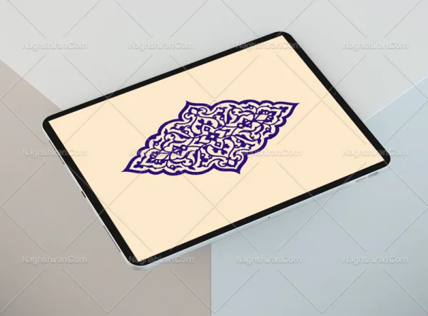 نقوش تذهیب طرح ترنج آبی