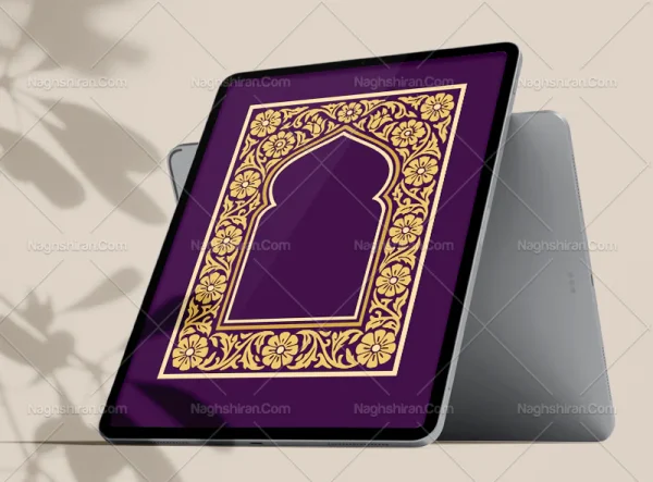 محراب طرح حاشیه گل و برگ سنتی رنگی