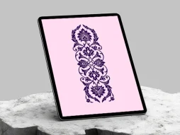 طرح قلمدان گل و برگ آبی سنتی