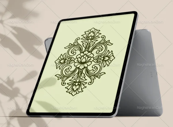 طرح ترنج نقوش گل و برگ سنتی