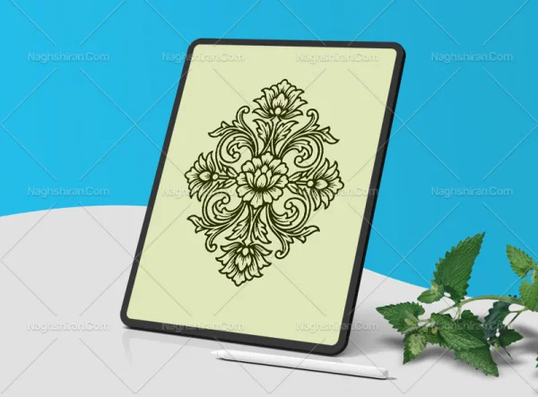 طرح ترنج نقوش گل و برگ سنتی