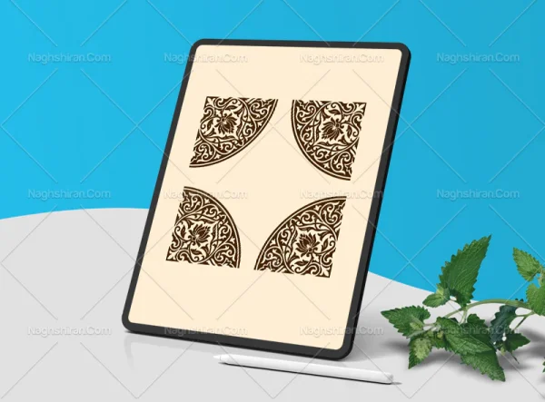 حاشیه طرح نقوش تذهیب قهوه ای