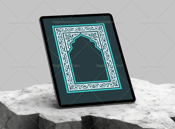 محراب نقوش سنتی سفید آبی سنتی