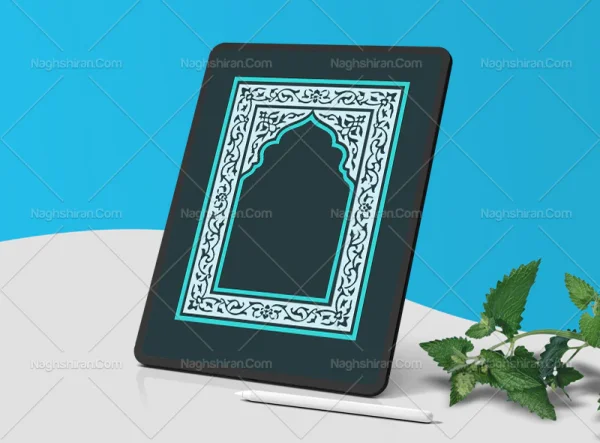 محراب نقوش سنتی سفید آبی سنتی