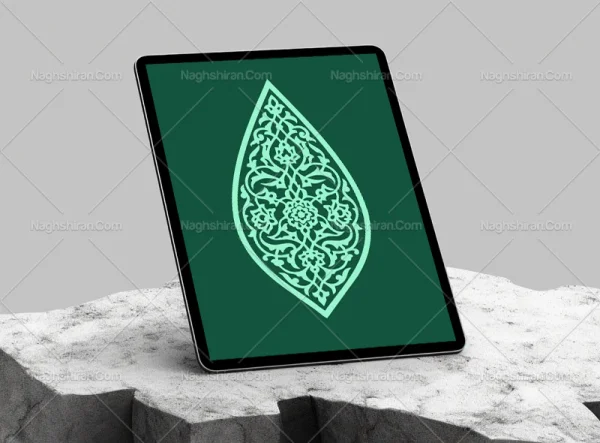 طرح نشان فیروزه ای اسلیمی ختایی