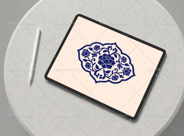 طرح ترنج گل آبی سنتی