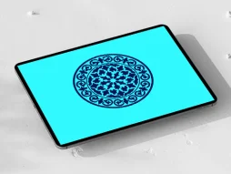 نقوش سنتی آبی دایره ای طرح نشان