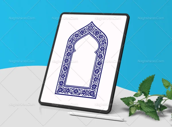 نقوش سنتی آبی طرح محراب