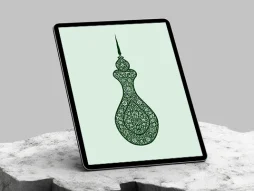 نقوش گل های سنتی سبز طرح علم