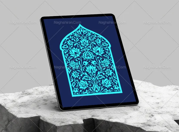 نقوش گل های فیروزه ای طرح محراب