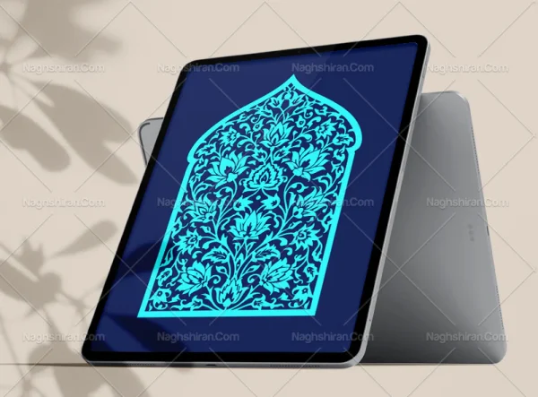 نقوش گل های فیروزه ای طرح محراب