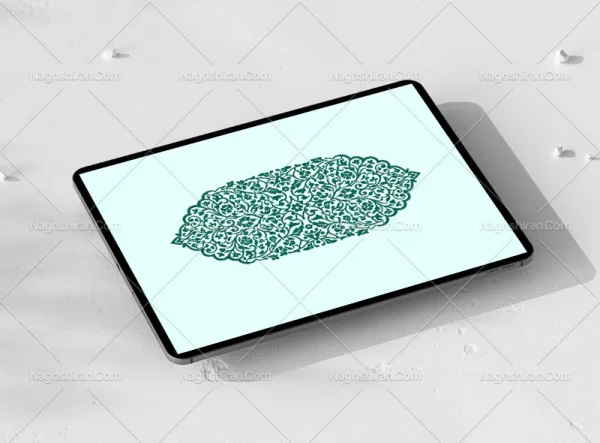 نقوش آبی فیروزه ای سنتی طرح ترنج