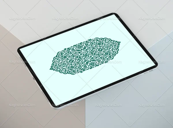 نقوش آبی فیروزه ای سنتی طرح ترنج