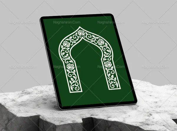 نقوش گل و برگ سفید طرح محراب