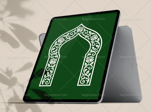 نقوش گل و برگ سفید طرح محراب