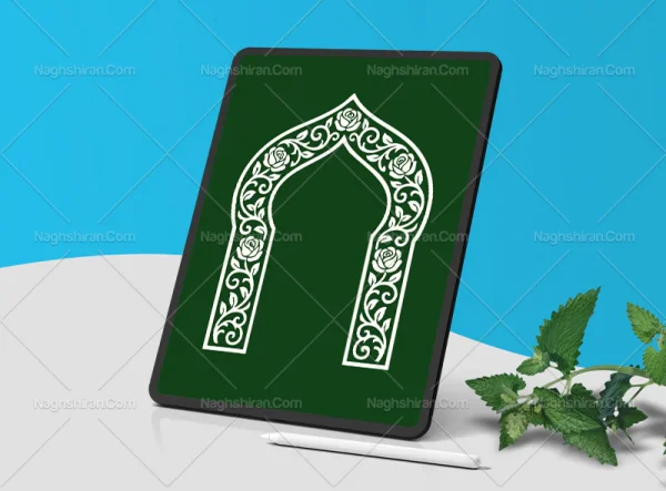 نقوش گل و برگ سفید طرح محراب