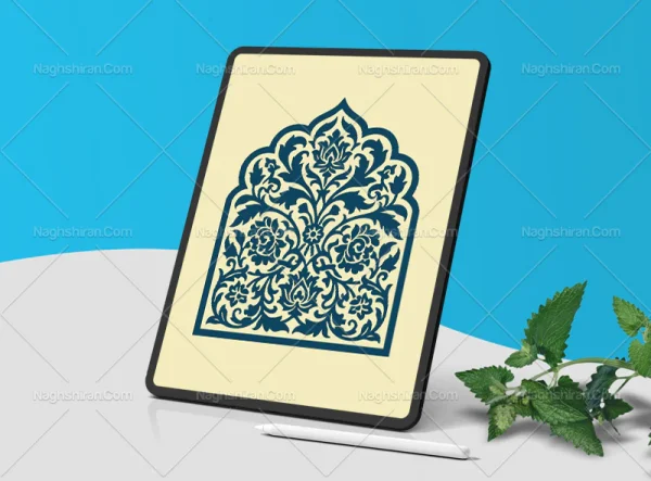 نقوش گل و برگ های تذهیب محراب