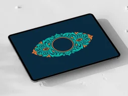 نقوش سنتی آبی نارنجی طرح حاشیه ترنج