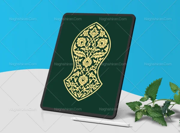 گل و برگ های ختایی طرح نشان رنگی