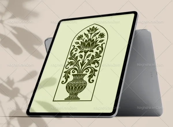 وکتور گل و گلدان نقوش سنتی طرح محراب