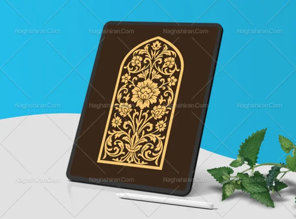 وکتور المان و نقوش گل های سنتی طرح محراب
